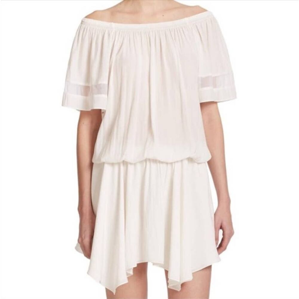 Ramy Brook Jessa Plisse Off The Shoulder Dress in White